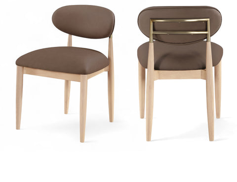 Harlow Brown Vegan Leather Upholstered Dining Side Chair, 2-Piece