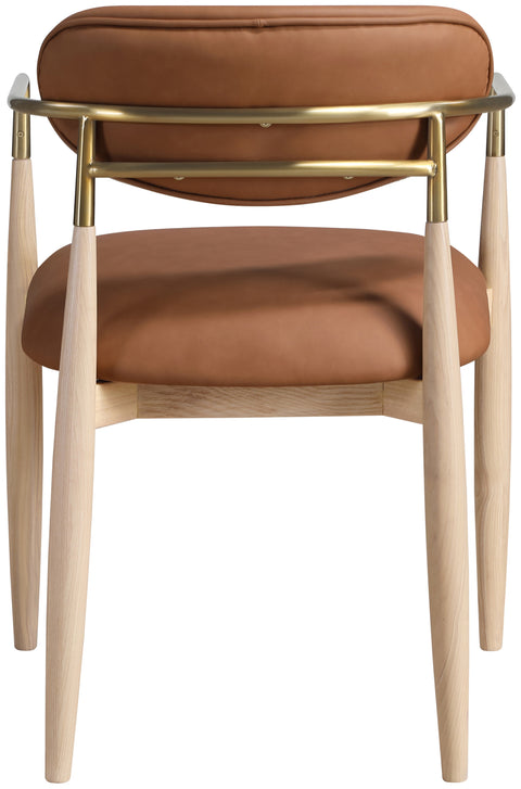 Harlow Cognac Vegan Leather Upholstered Dining Arm Chair , 2-Piece (Style 1)