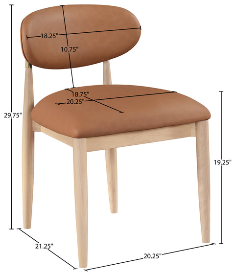 Harlow Cognac Vegan Leather Upholstered Dining Side Chair , 2-Piece (Style 1)