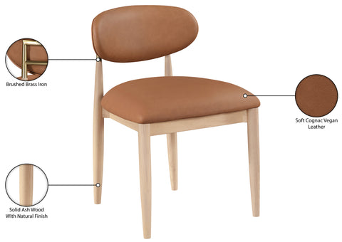 Harlow Cognac Vegan Leather Upholstered Dining Side Chair , 2-Piece (Style 1)