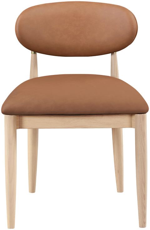 Harlow Cognac Vegan Leather Upholstered Dining Side Chair , 2-Piece (Style 1)