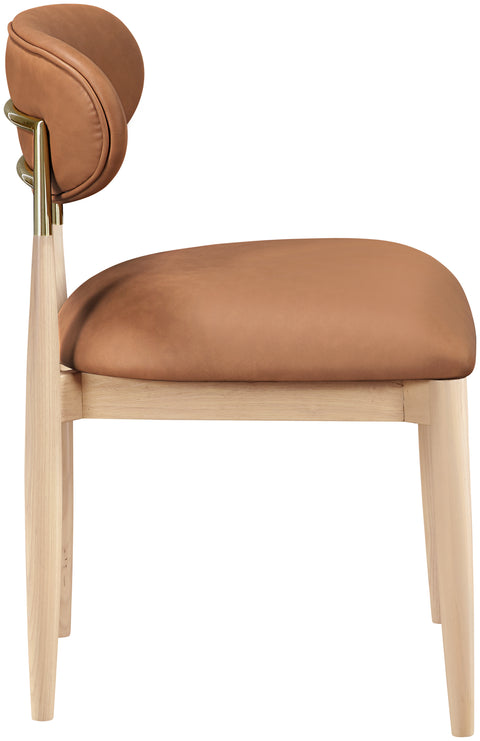 Harlow Cognac Vegan Leather Upholstered Dining Side Chair , 2-Piece (Style 1)