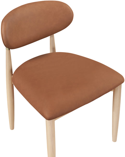 Harlow Cognac Vegan Leather Upholstered Dining Side Chair , 2-Piece (Style 1)