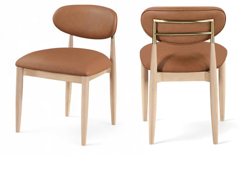 Harlow Cognac Vegan Leather Upholstered Dining Side Chair , 2-Piece (Style 1)