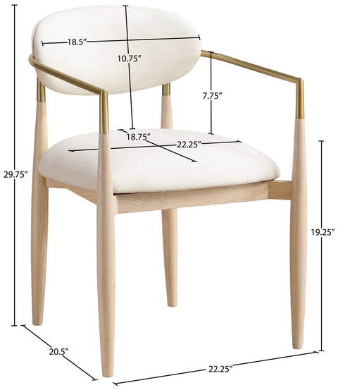 Harlow Cream Vegan Leather Upholstered Dining Arm Chair , 2-Piece (Style 1)