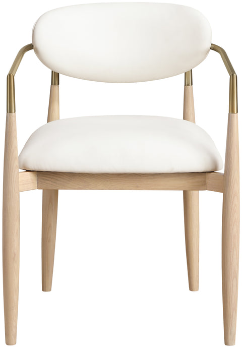 Harlow Cream Vegan Leather Upholstered Dining Arm Chair , 2-Piece (Style 1)