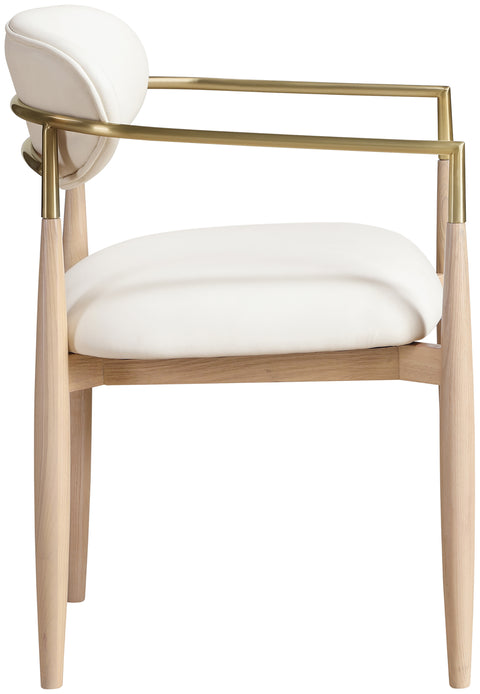 Harlow Cream Vegan Leather Upholstered Dining Arm Chair , 2-Piece (Style 1)