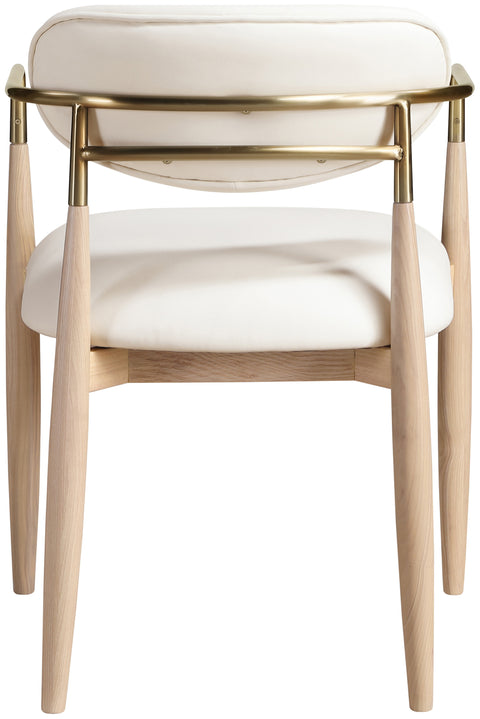 Harlow Cream Vegan Leather Upholstered Dining Arm Chair , 2-Piece (Style 1)