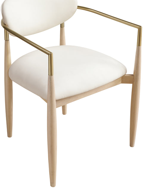 Harlow Cream Vegan Leather Upholstered Dining Arm Chair , 2-Piece (Style 1)