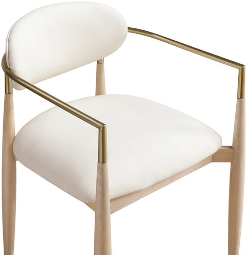 Harlow Cream Vegan Leather Upholstered Dining Arm Chair , 2-Piece (Style 1)