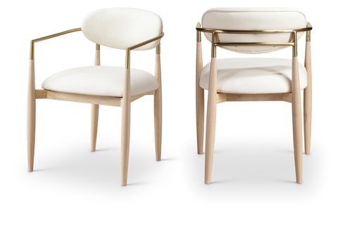 Harlow Cream Vegan Leather Upholstered Dining Arm Chair , 2-Piece (Style 1)