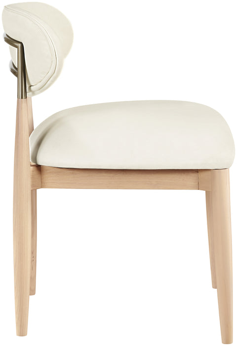 Harlow Cream Vegan Leather Upholstered Dining Side Chair , 2-Piece (Style 1)