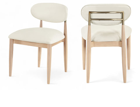 Harlow Cream Vegan Leather Upholstered Dining Side Chair , 2-Piece (Style 1)