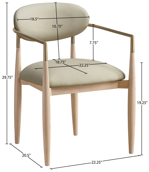 Harlow Taupe Vegan Leather Upholstered Dining Arm Chair, 2-Piece