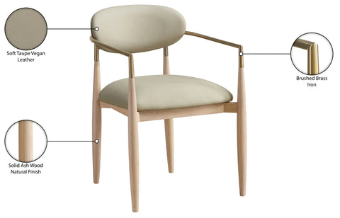 Harlow Taupe Vegan Leather Upholstered Dining Arm Chair, 2-Piece