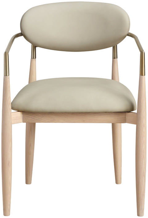 Harlow Taupe Vegan Leather Upholstered Dining Arm Chair, 2-Piece