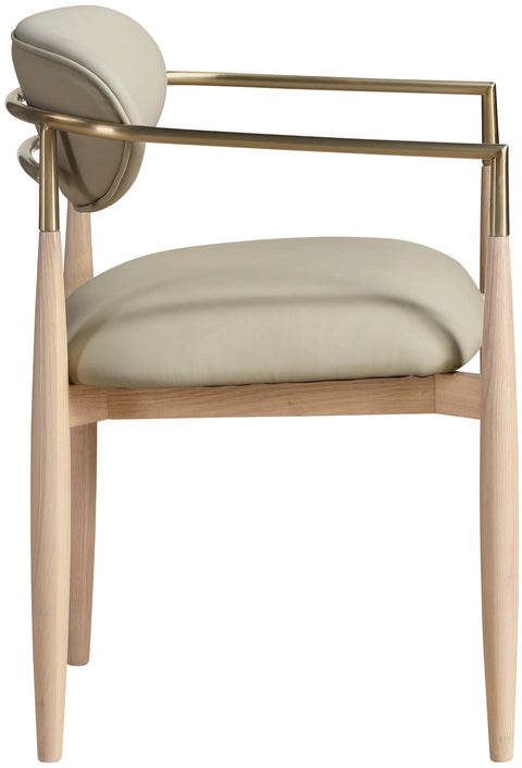 Harlow Taupe Vegan Leather Upholstered Dining Arm Chair, 2-Piece