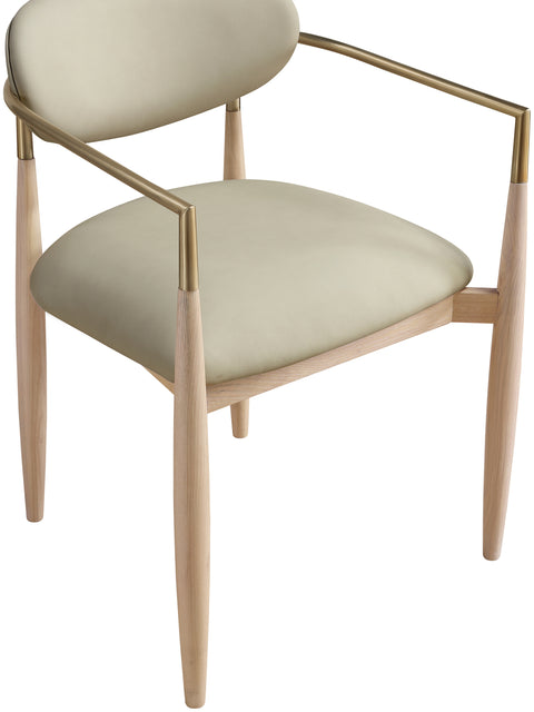 Harlow Taupe Vegan Leather Upholstered Dining Arm Chair, 2-Piece