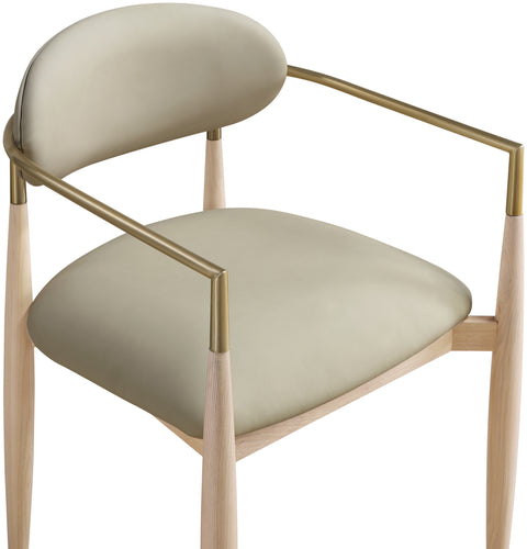 Harlow Taupe Vegan Leather Upholstered Dining Arm Chair, 2-Piece