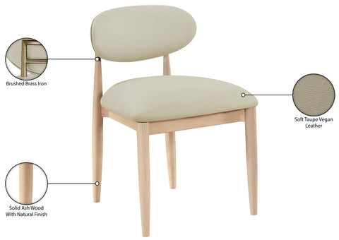 Harlow Taupe Vegan Leather Upholstered Dining Side Chair, 2-Piece