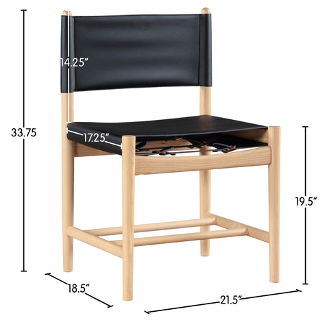 Isolde Black Vegan Leather Upholstered Dining Chair, 2-Piece
