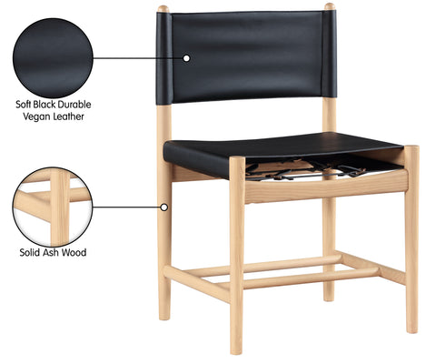 Isolde Black Vegan Leather Upholstered Dining Chair, 2-Piece