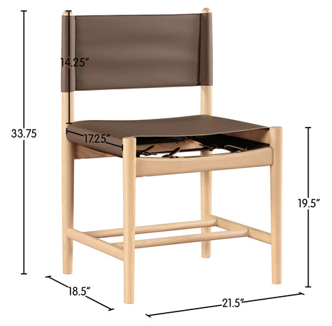Isolde Brown Vegan Leather Upholstered Dining Chair , 2-Piece (Style 1)