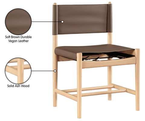 Isolde Brown Vegan Leather Upholstered Dining Chair , 2-Piece (Style 1)