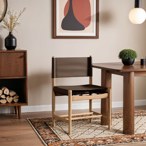 Isolde Brown Vegan Leather Upholstered Dining Chair , 2-Piece (Style 1)
