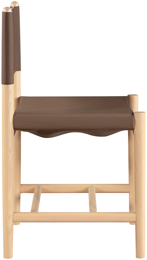 Isolde Brown Vegan Leather Upholstered Dining Chair , 2-Piece (Style 1)