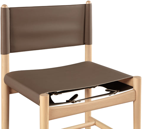 Isolde Brown Vegan Leather Upholstered Dining Chair , 2-Piece (Style 1)