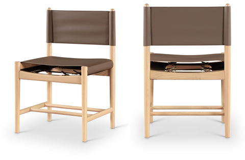 Isolde Brown Vegan Leather Upholstered Dining Chair , 2-Piece (Style 1)