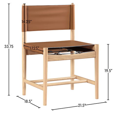 Isolde Cognac Vegan Leather Upholstered Dining Chair , 2-Piece (Style 1)