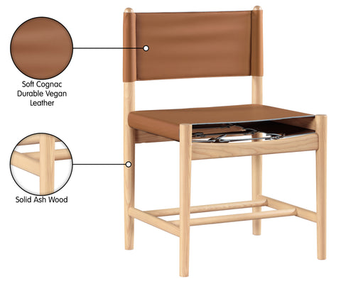Isolde Cognac Vegan Leather Upholstered Dining Chair , 2-Piece (Style 1)
