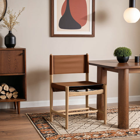 Isolde Cognac Vegan Leather Upholstered Dining Chair , 2-Piece (Style 1)