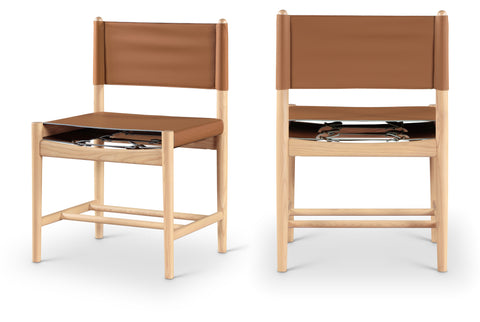 Isolde Cognac Vegan Leather Upholstered Dining Chair , 2-Piece (Style 1)