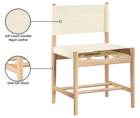 Isolde Cream Vegan Leather Upholstered Dining Chair , 2-Piece (Style 1)