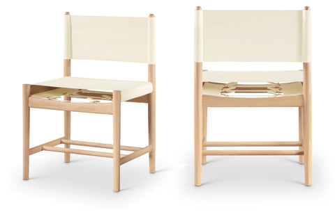 Isolde Cream Vegan Leather Upholstered Dining Chair , 2-Piece (Style 1)