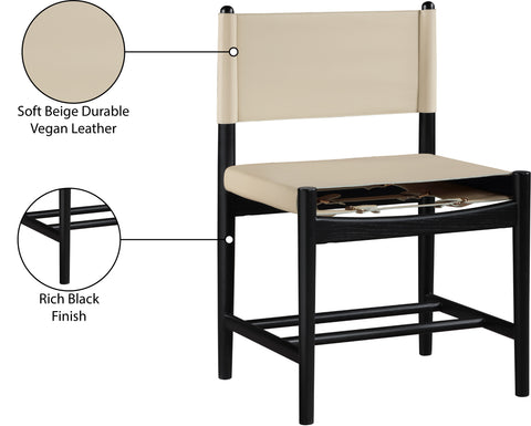Isolde Beige Vegan Leather Upholstered Dining Chair , 2-Piece (Style 1)