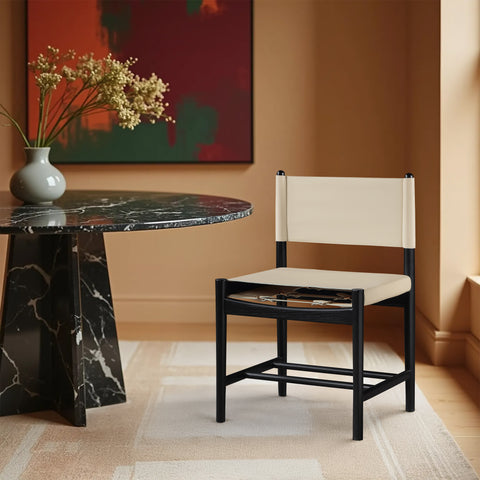 Isolde Beige Vegan Leather Upholstered Dining Chair , 2-Piece (Style 1)