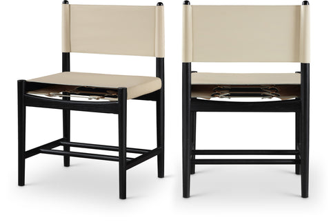 Isolde Beige Vegan Leather Upholstered Dining Chair , 2-Piece (Style 1)