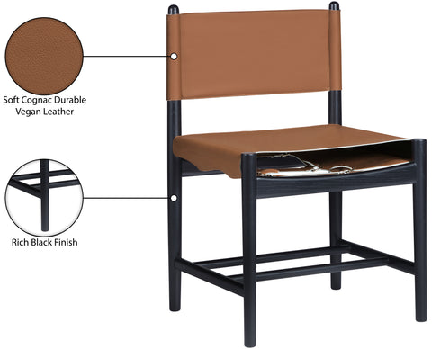 Isolde Cognac Vegan Leather Upholstered Dining Chair , 2-Piece (Style 2)