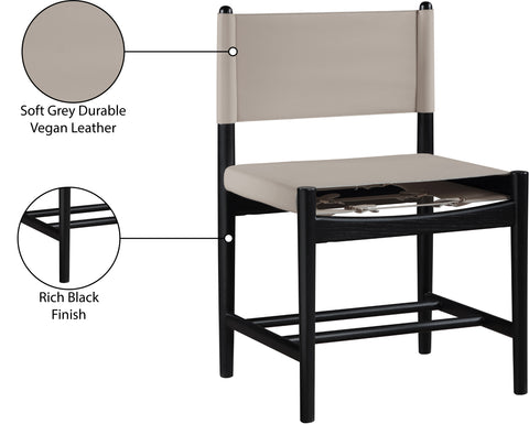Isolde Taupe Vegan Leather Upholstered Dining Chair, 2-Piece