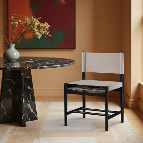 Isolde Taupe Vegan Leather Upholstered Dining Chair, 2-Piece