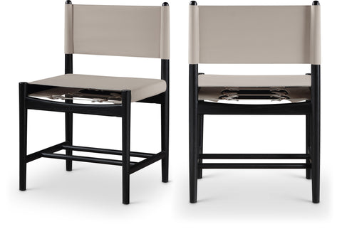 Isolde Taupe Vegan Leather Upholstered Dining Chair, 2-Piece