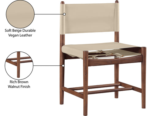 Isolde Beige Vegan Leather Upholstered Dining Chair , 2-Piece (Style 2)