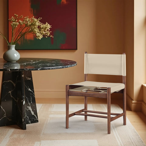 Isolde Beige Vegan Leather Upholstered Dining Chair , 2-Piece (Style 2)