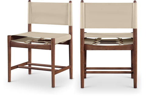 Isolde Beige Vegan Leather Upholstered Dining Chair , 2-Piece (Style 2)
