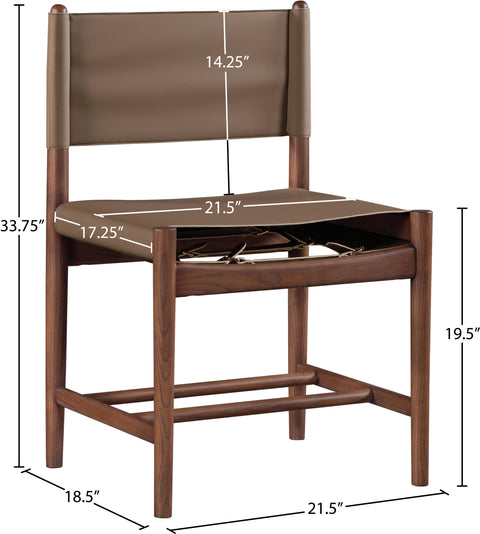 Isolde Brown Vegan Leather Upholstered Dining Chair , 2-Piece (Style 2)