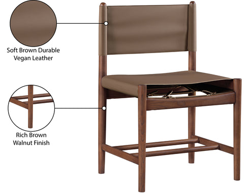 Isolde Brown Vegan Leather Upholstered Dining Chair , 2-Piece (Style 2)